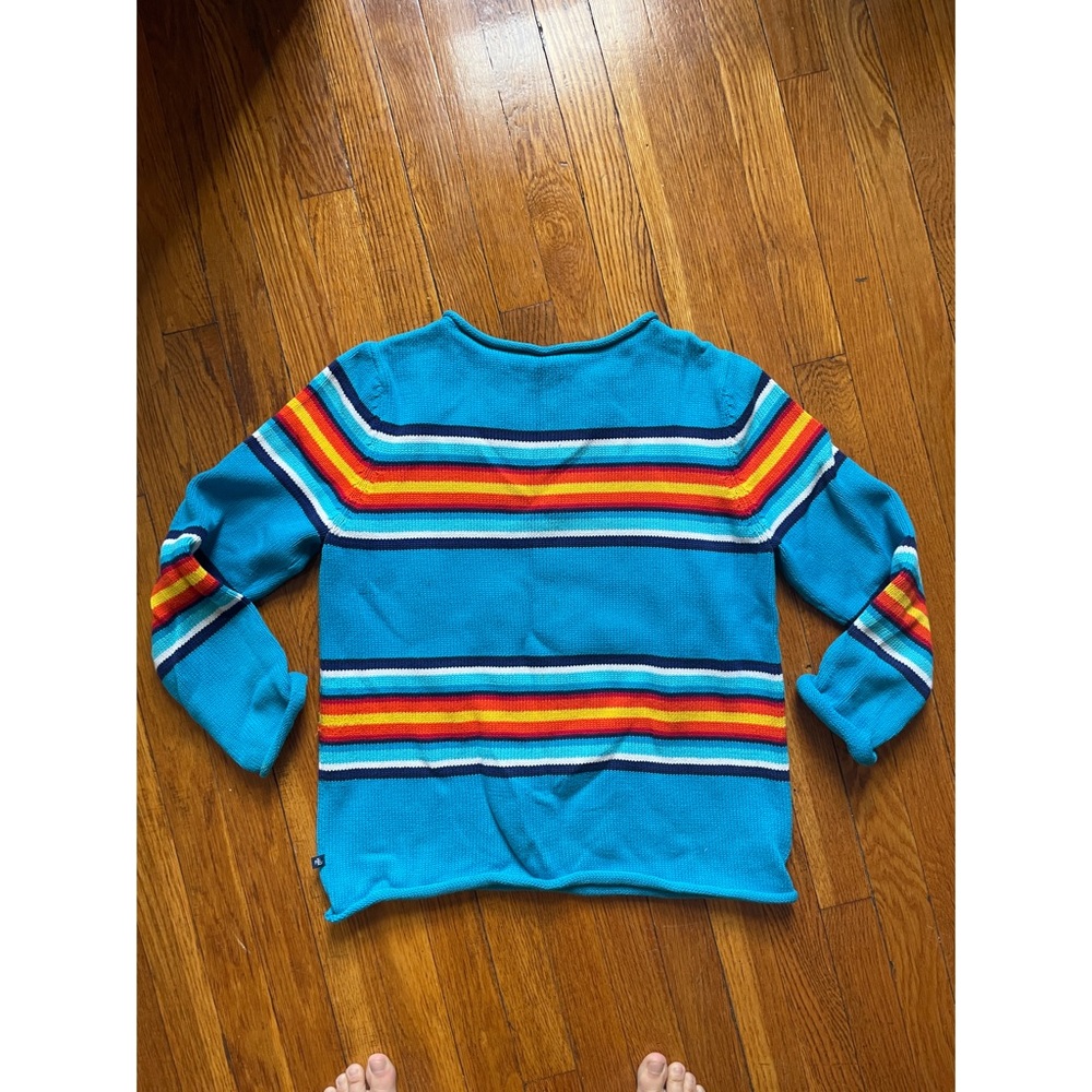Ralph Lauren Petite Blue Striped Sweater | Multi-Colored - Picture 3 of 7